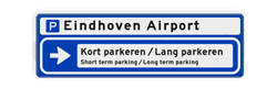 Bewegwijzering 2000x600x28mm blauw/wit ANWB stijl - Eindhoven Airport
