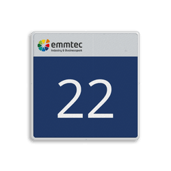 Nummerbord 450x450x28mm - emmtec reflecterend + nummer