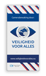 Veiligheidsbord met camerabewaking en logo