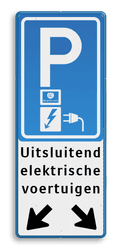 Verkeersbord parkeren elektrische voertuigen + pijlen - Blue Current