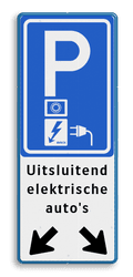 Verkeersbord parkeren elektrische voertuigen + pijlen - EV-Box