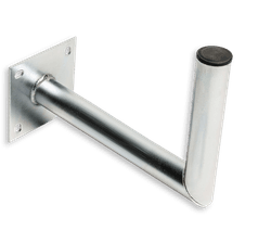 Haakse muurbeugel Ø50 aluminium met schetsplaat 150x150mm