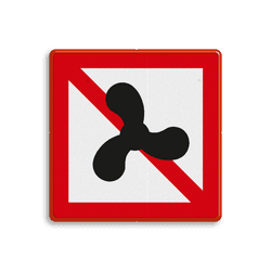 Scheepvaartbord BPR A.12 - Verboden voor motorschepen