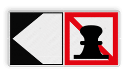Scheepvaartbord BPR A.7 + F.2a - Verboden ligplaats te nemen (ankeren en meren) aan de zijde van de pijl