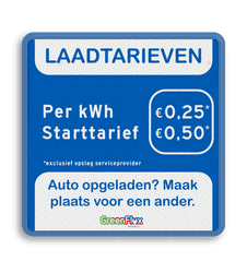 Laadtarievenbord blauw/wit/zwart - vol reflecterend - Greenflux