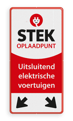 Parkeerbord STEK OPLAADPUNT in huisstijl + pijlen