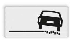 Verkeersbord RVV OB18r - Onderbord - rechts zachte berm