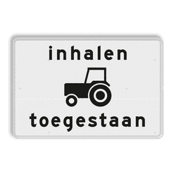 Verkeersbord RVV OB101 - Onderbord - Inhalen tractoren toegestaan.