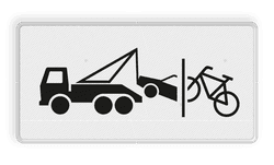 Verkeersbord RVV OB304c - Onderbord - Wegsleep- en knipregeling van kracht