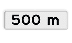 Verkeersbord RVV OB401- meter - Onderbord - Afstands-aanduiding na ... M