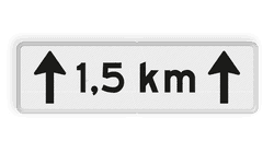 Verkeersbord RVV OB411-1,5 - Onderbord - Afstands-aanduiding over een lengte van.. KM