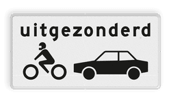 Verkeersbord RVV OB57 - Onderbord - Uitgezonderd motoren en auto's