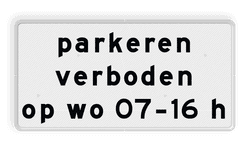 Verkeersbord RVV OB310p - Onderbord - Geldt alleen voor periode