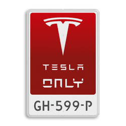 Parkeerbord TESLA ONLY + kenteken