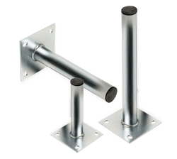 Rechte muur-, grond- of plafondbeugel Ø48mm - Aluminium