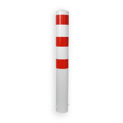 Rampaal Ø152x1200mm met grondmontage, wit/rood of verzinkt