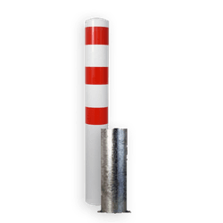 Rampaal Ø193x1500mm, diverse montageopties, verzinkt of wit/rood