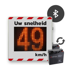 Snelheidsdisplay LED voor roulerend gebruik + front reflecterend in huisstijl