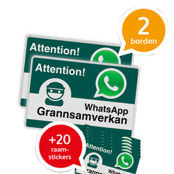 WhatsApp - Sweden - Grannsamverkan SET - 2 borden + 20 stickers - L209wa