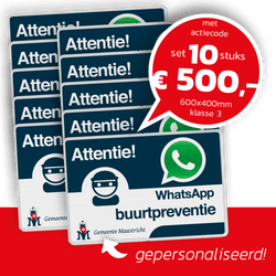 WhatsApp Buurtpreventie SET - 10 borden gepersonaliseerd - L209wa - logo