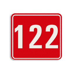 Plaque num&eacute;ro de maison rouge-blanc 119 x 109 mm