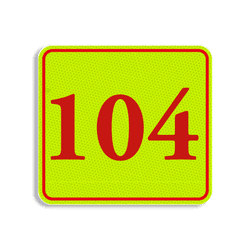 Plaque num&eacute;ro de maison jaune-rouge fluo 119 x 109 mm