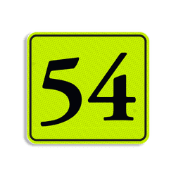 Plaque num&eacute;ro de maison jaune-noir fluo 119 x 109 mm