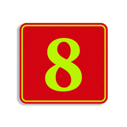 Plaque num&eacute;ro de maison jaune-rouge fluo 119 x 109 mm