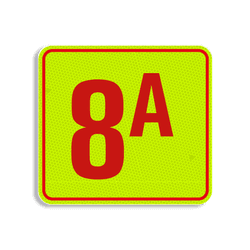 Plaque num&eacute;ro de maison jaune-rouge fluo 119 x 109 mm