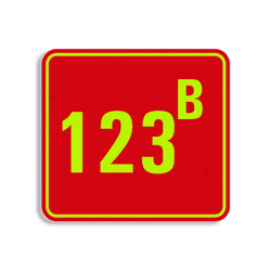 Plaque num&eacute;ro de maison rouge-jaune fluo 119 x 109 mm