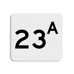 Plaque numéro de maison 119x109 mm – Réfléchissante classe 3, personnalisable (chiffres + lettres)