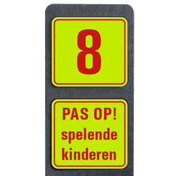 Huisnummerpaal met BORD Fluor Modern met tekst - klasse 3