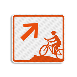 Mountainbikeroutebord 119x109mm met pijl - klasse 3