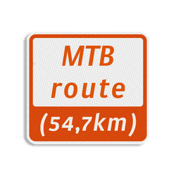 Mountainbikeroutebord 119x109mm met tekst - klasse 3