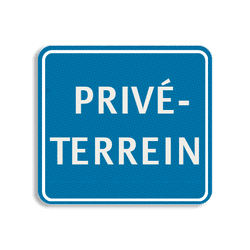 Vlak terreinbord 119x109mm blauw/wit - PRIVÉTERREIN