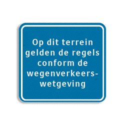 Vlak terreinbord 119x109mm blauw/wit - Regels conform wegenverkeerswetgeving