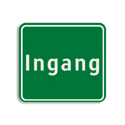 Vlak terreinbord 119x109mm Groen/wit - Ingang