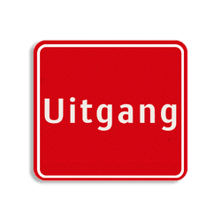 Vlak terreinbord 119x109mm rood/wit - Uitgang