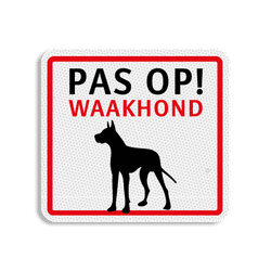 Vlak terreinbord 119x109mm - PAS OP! Waakhond