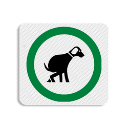 Vlak terreinbord 119x109mm - Pictogram Honden uitlaten toegestaan