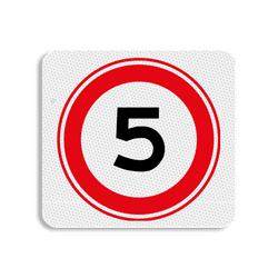 Vlak terreinbord 119x109mm - Pictogram Snelheid max. 5 km/h