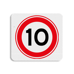 Vlak terreinbord 119x109mm - Pictogram Snelheid max. 10 km/h