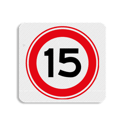 Vlak terreinbord 119x109mm - Pictogram Snelheid max. 15 km/h