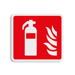 Vlak terreinbord 119x109mm rood/wit - Pictogram Brandblusser