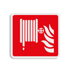 Vlak terreinbord 119x109mm rood/wit - Pictogram Brandslang
