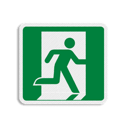 Vlak terreinbord 119x109mm groen/wit - Pictogram Nooduitgang rechts