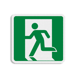 Vlak terreinbord 119x109mm groen/wit - Pictogram Nooduitgang links