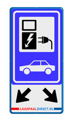 Verkeersbord RVV E08o - oplaadpunt + pijlen - LAADDIRECT.NL - BE04b