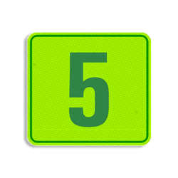 Plaque num&eacute;ro de maison jaune-vert fluo 119 x 109 mm