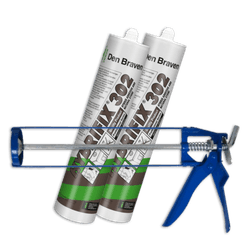 Kit pistolet &agrave; mastic avec 2 mastics adh&eacute;sifs pour panneaux plats